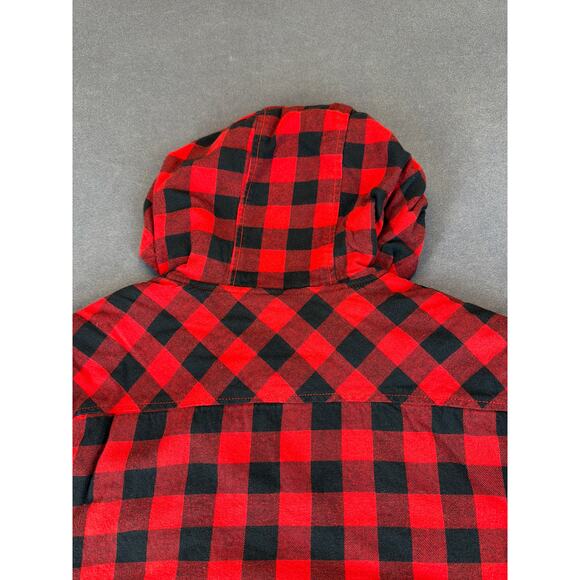 Boston Traders Flannel Sherpa Lined Hooded Red/Black Mens LG - Picture 9 of 9